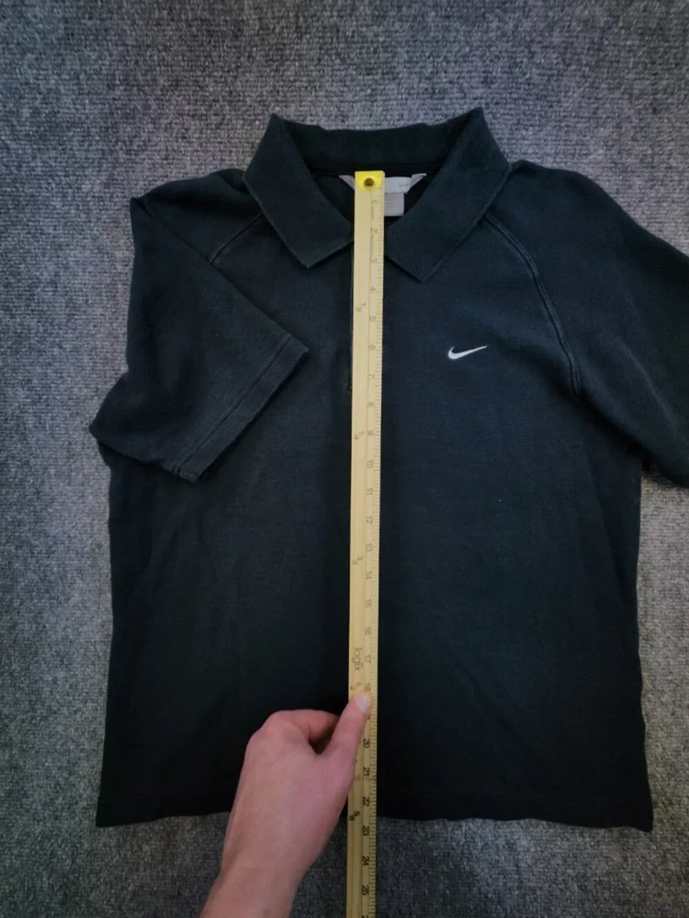 Nike Mens Medium Short Polo Shirt Solid Black Short Sleeve 100% Cotton W/ Swoosh